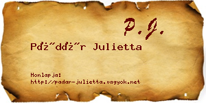 Pádár Julietta névjegykártya