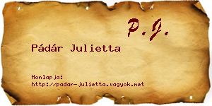 Pádár Julietta névjegykártya